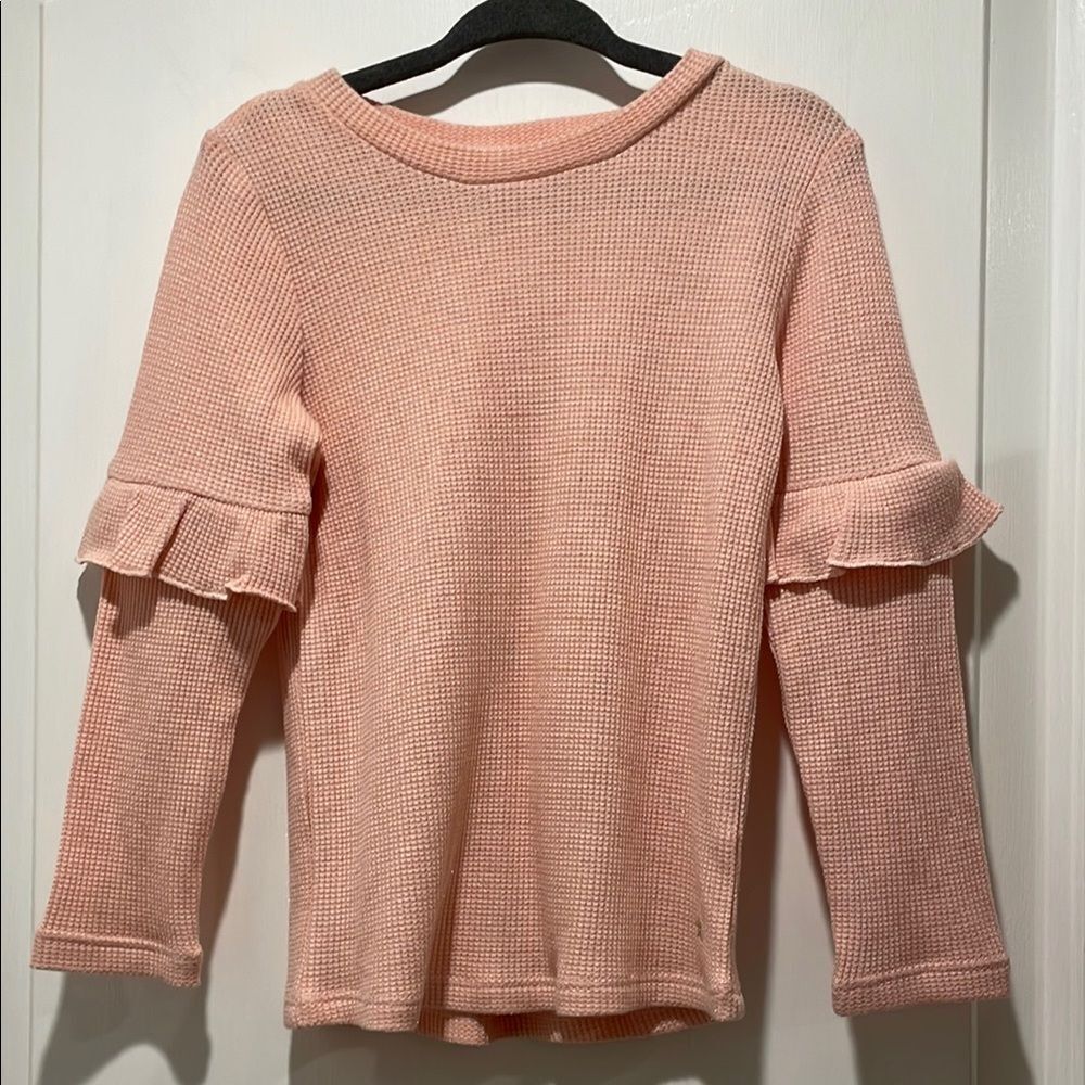 EGG New York Pink Ruffle Sleeve Waffle Knit Top size 3T